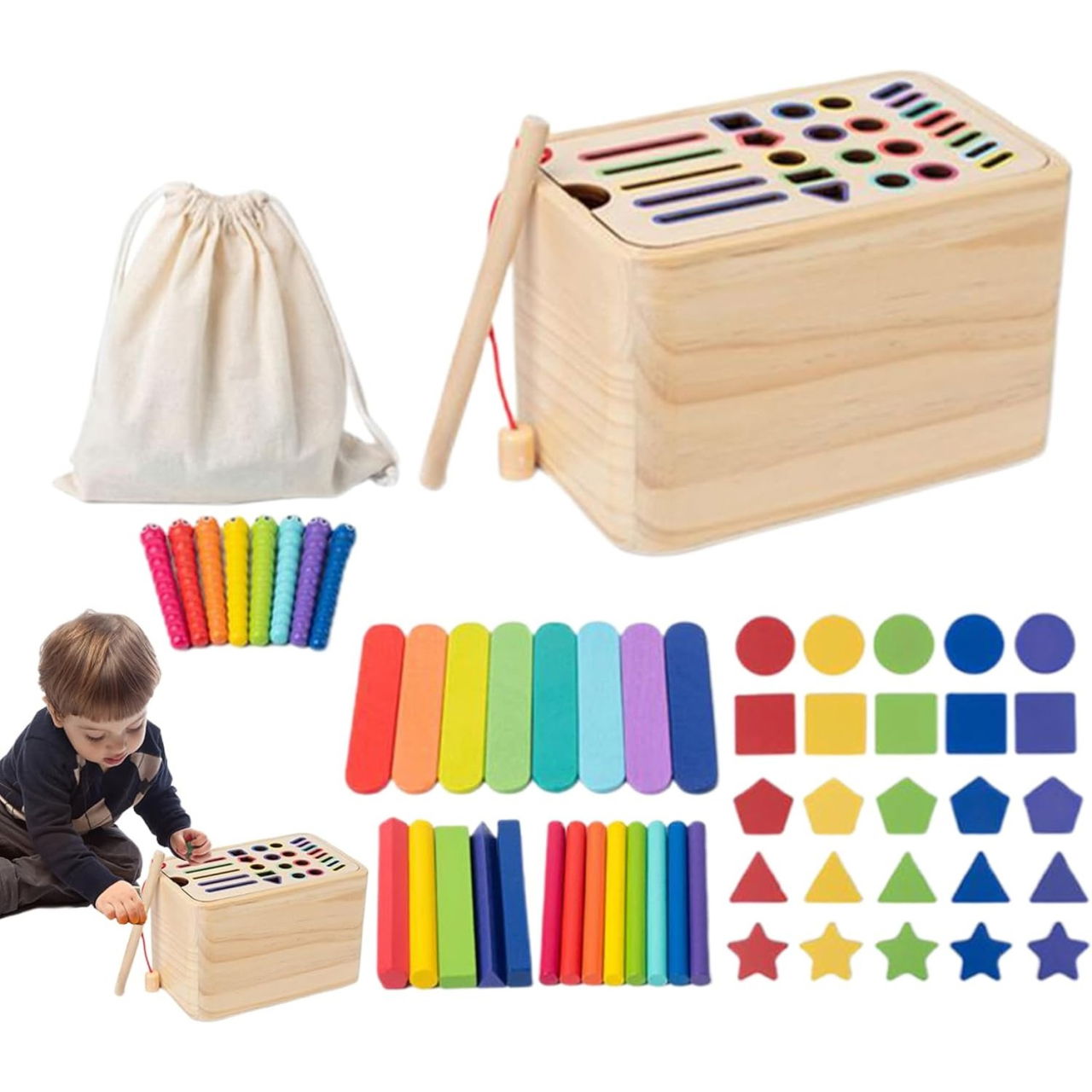 Jucarie de Sortare, Flippy, din Lemn, +36 Luni, Tip Montessori, Multicolor [1]