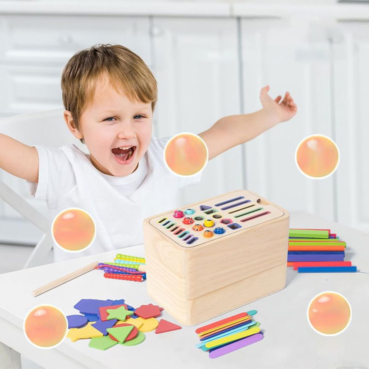 Jucarie de Sortare, Flippy, din Lemn, +36 Luni, Tip Montessori, Multicolor [8]