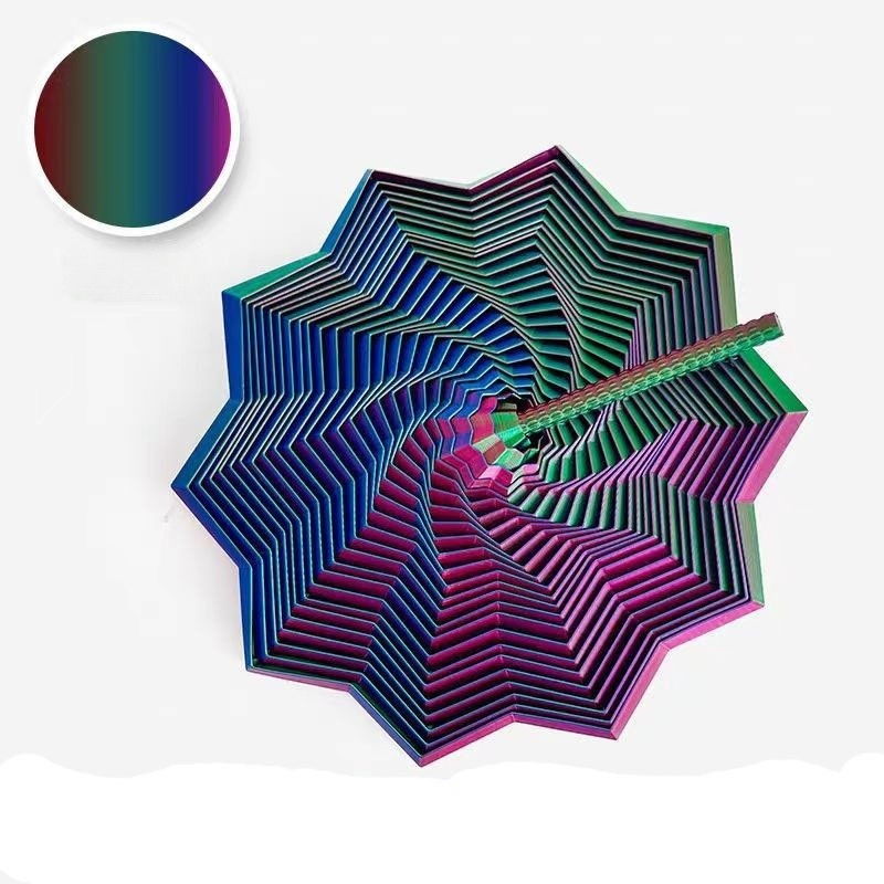 Jucarie Decompresie, Flippy, Model Stea 3D, DuoChrome, Maner Spirala, Turn Magic Geometric, Multiple Forme, Anti-stress, 17 cm, Albastru Rosu Verde [4]