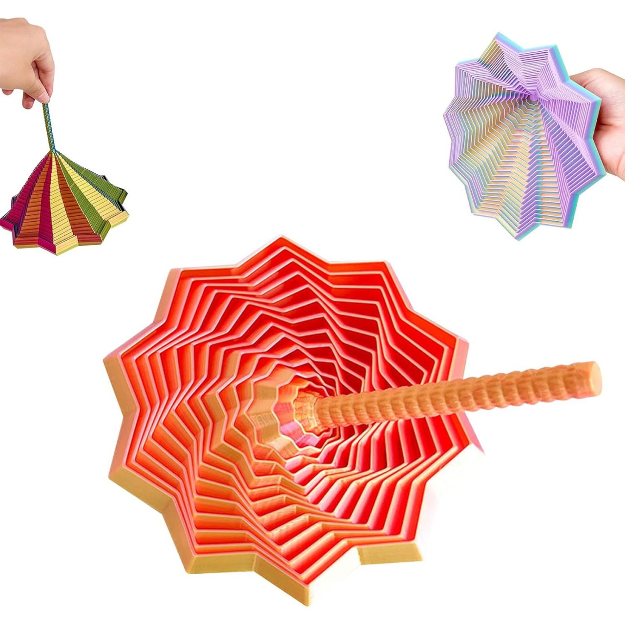 Jucarie Decompresie, Flippy, Model Stea 3D, DuoChrome, Maner Spirala, Turn Magic Geometric, Multiple Forme, Anti-stress, 17 cm, Roz/Auriu [2]