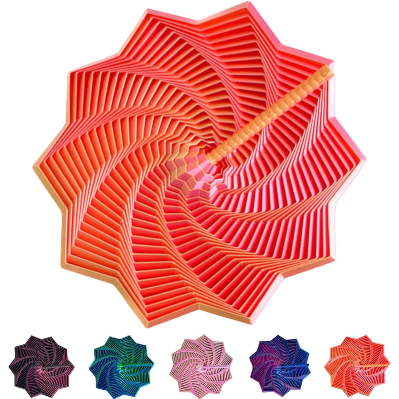 Jucarie Decompresie, Flippy, Model Stea 3D, DuoChrome, Maner Spirala, Turn Magic Geometric, Multiple Forme, Anti-stress, 8.6 cm, Rosu/Auriu [2]