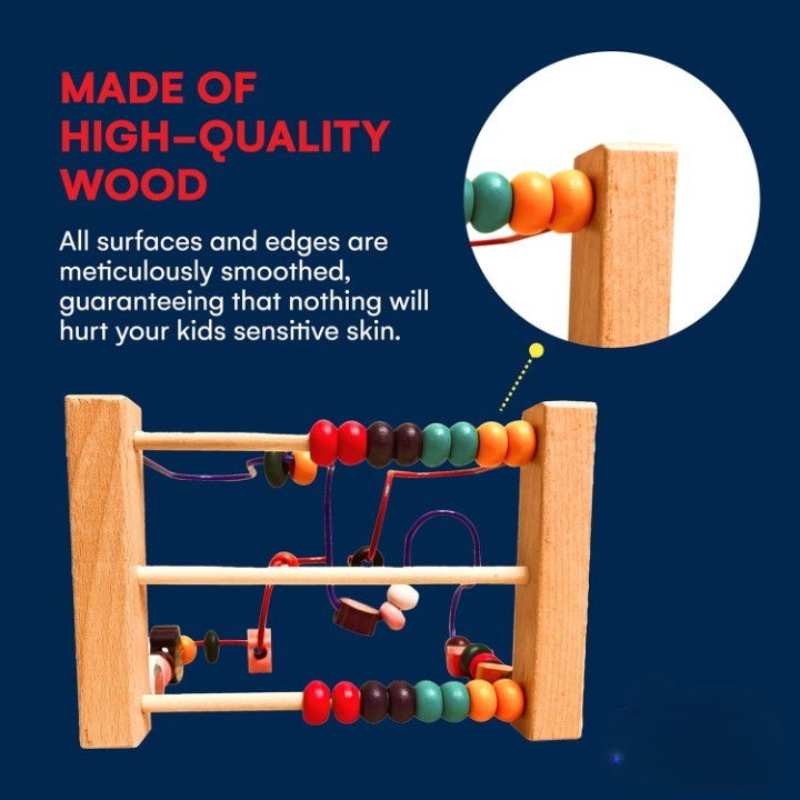 Jucarie din Lemn Montessori, Flippy, Labirint Motricitate cu Abac si Animalute, Rollercoaster pentru Copii, Educativ, Dezvoltarea Abilitatilor Motorii, Numaratoare, 22x17x15 cm, Multicolor [5]
