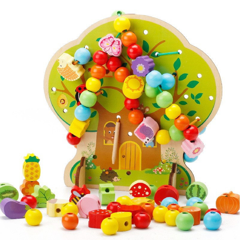 Jucarie Educativa Montessori 2 in 1 din Lemn, Flippy, Model Pomul cu Fructe, 102 piese, Dezvoltare Motricitate Fina, Copii 3+ ani, 21.5 x 21.4 x 5 cm, Multicolor [1]