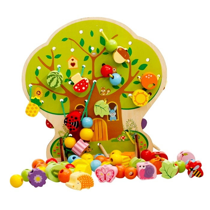 Jucarie Educativa Montessori 2 in 1 din Lemn, Flippy, Model Pomul cu Fructe, 102 piese, Dezvoltare Motricitate Fina, Copii 3+ ani, 21.5 x 21.4 x 5 cm, Multicolor [4]