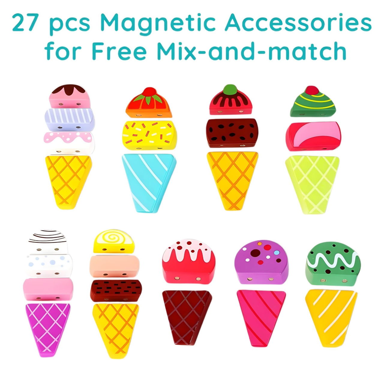 Jucarie Educativa Montessori, Flippy, Model Camion de Inghetata, Sortator Forme, 22 x 11 x 12 cm, 3+ ani, Multicolor [2]