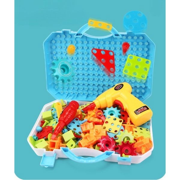 Jucarie Educativa Si Interactiva, Flippy, Set De Constructie Puzzle Din ABS Cu Bormasina Pentru Dezvoltatea Creativitatii Si A Indemanarii 2D si 3D, Valiza, +3, 31x7x25 cm, 336 Piese [6]