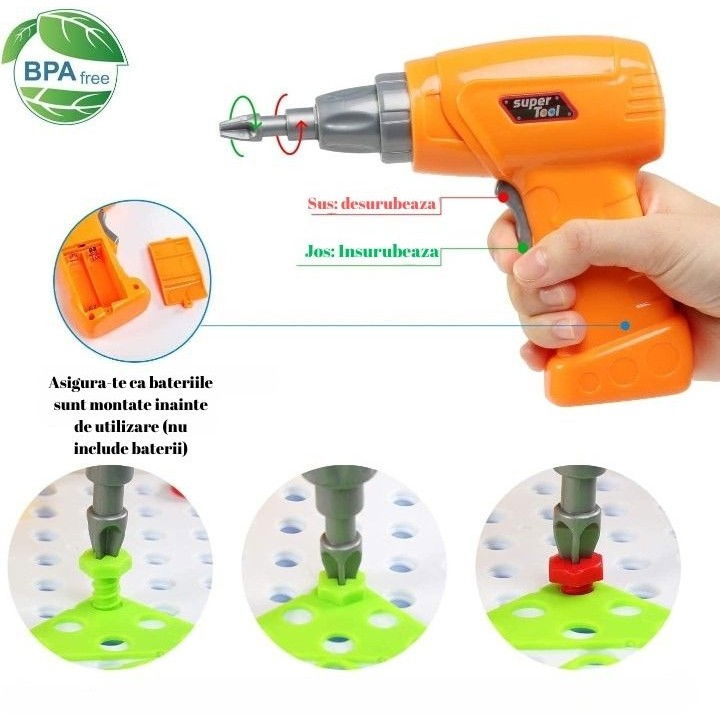 Jucarie Educativa Si Interactiva, Flippy, Set De Constructie Puzzle Din ABS Cu Bormasina Pentru Dezvoltatea Creativitatii Si A Indemanarii 2D si 3D, Valiza, +3, 31x7x25 cm, 336 Piese [2]