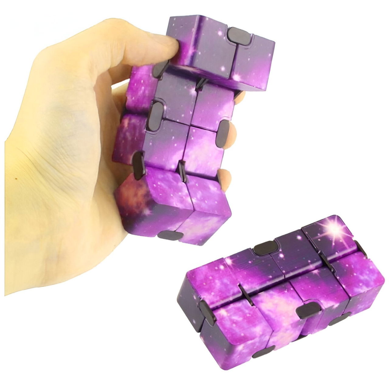 Jucarie Interactiva Antistres cu Miscari Infinite, Cub Magic, 3 ani, 4x4x4cm, Violet [3]