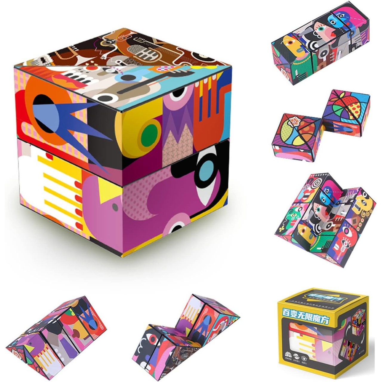 Jucarie Interactiva, Flippy, 3D Cub Rubik, Diferite Forme, Anti-stress, Abstract, Multicolor [3]