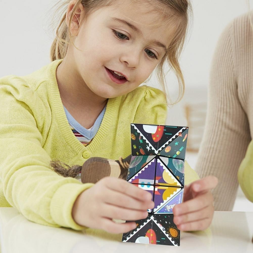 Jucarie Interactiva, Flippy, 3D Cub Rubik, Diferite Forme, Anti-stress, Tema Spatiu Cosmic, Multicolor [3]
