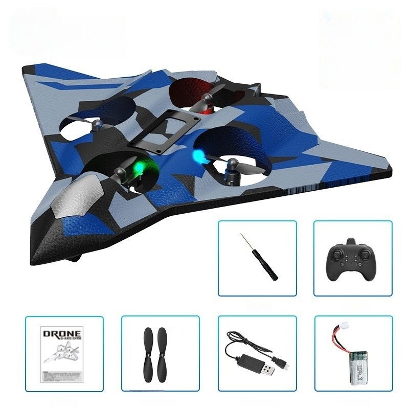 Jucarie Interactiva, Flippy, Aeronava de Lupta, din EVA, cu Telecomanda, Incarcare USB, +14 Ani, 24 x 25.5 x 4.2 cm, Model Army, Albastru [3]