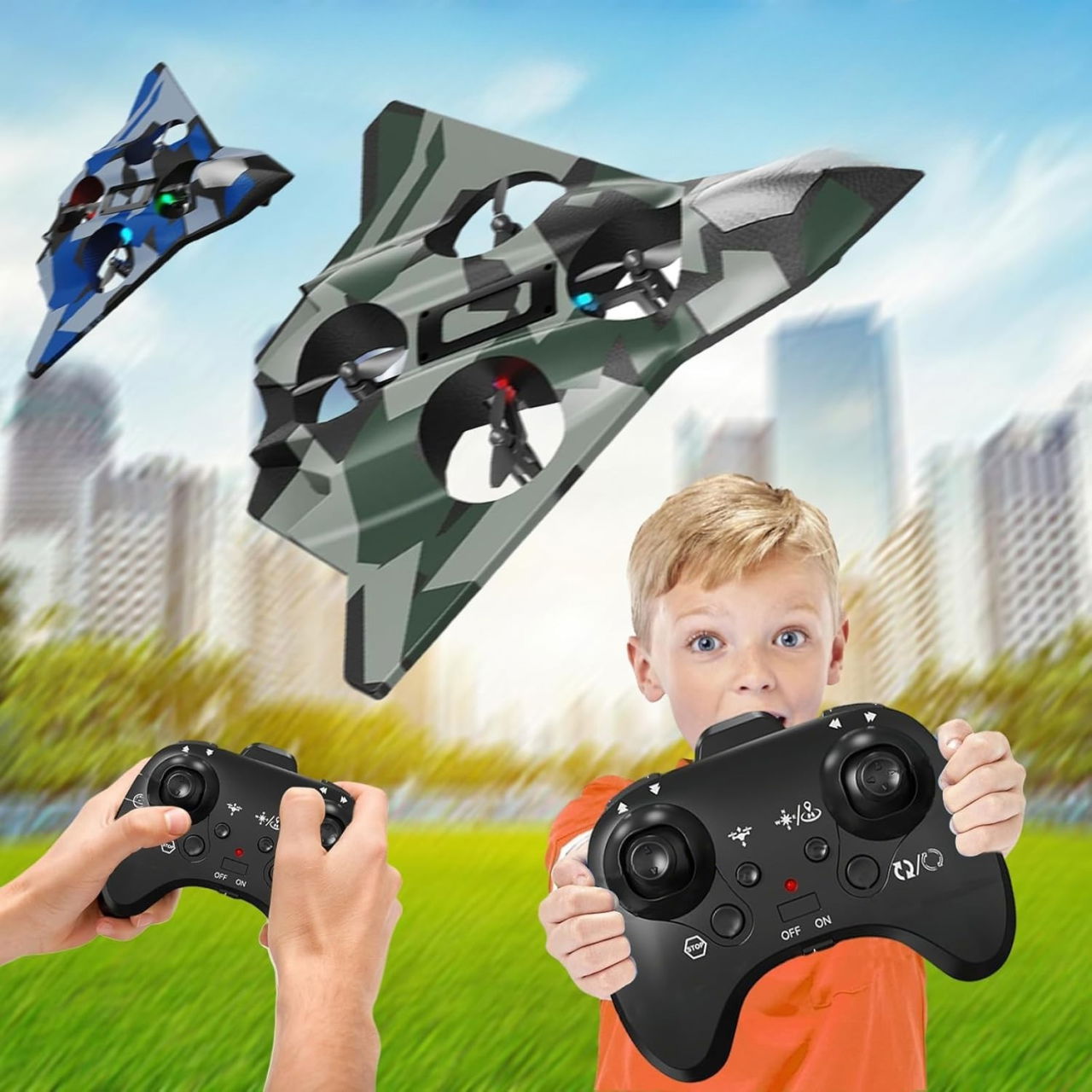 Jucarie Interactiva, Flippy, Aeronava de Lupta, din EVA, cu Telecomanda, Incarcare USB, +14 Ani, 24 x 25.5 x 4.2 cm, Model Army, Verde [4]