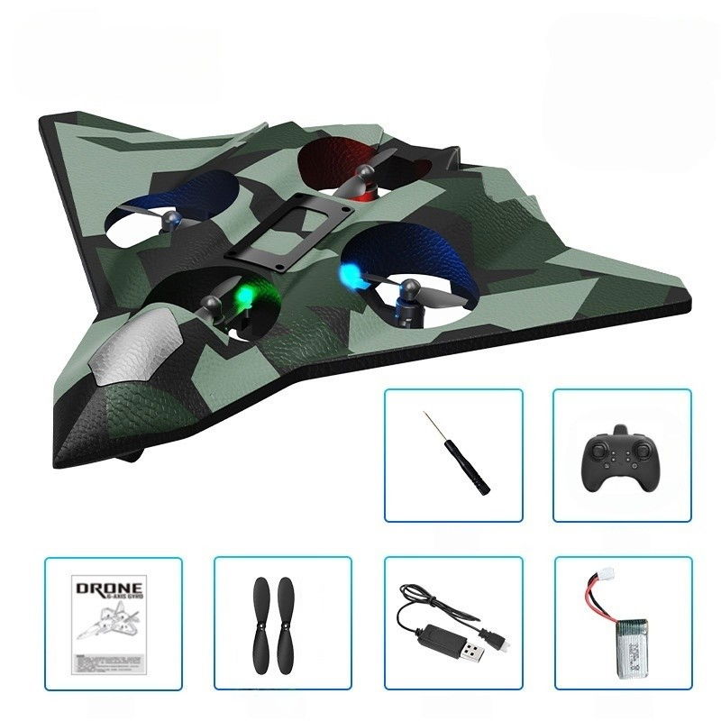 Jucarie Interactiva, Flippy, Aeronava de Lupta, din EVA, cu Telecomanda, Incarcare USB, +14 Ani, 24 x 25.5 x 4.2 cm, Model Army, Verde [3]