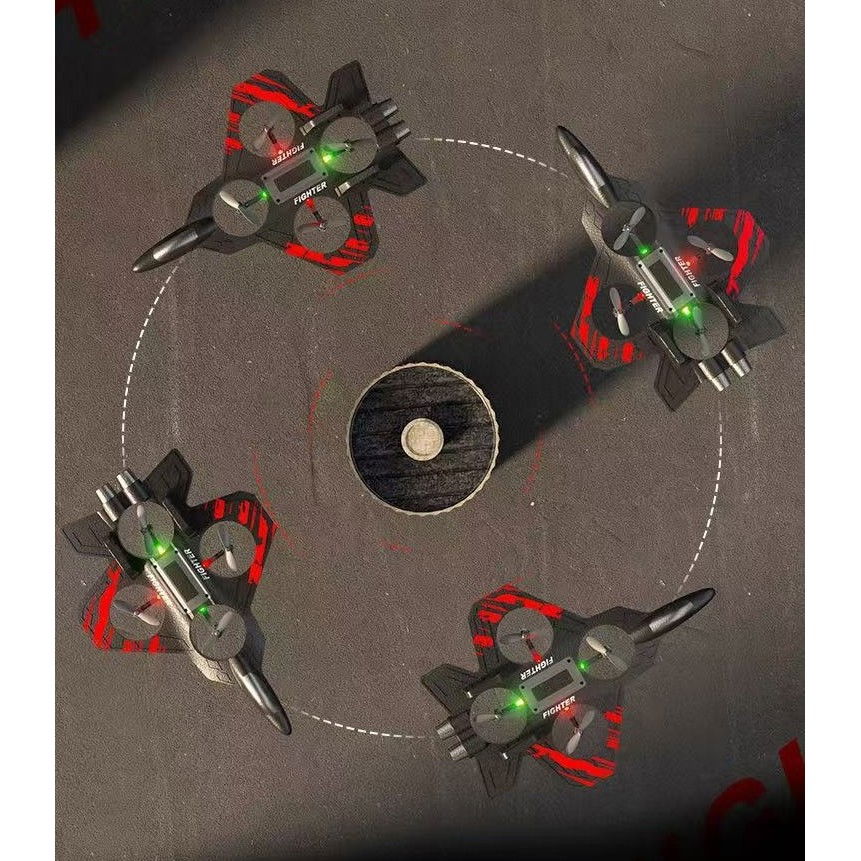 Jucarie Interactiva, Flippy, Aeronava de Lupta, din EVA, cu Telecomanda, Incarcare USB, +14 Ani, 25.5 x 18 x 5.2 cm, Negru-Rosu [8]