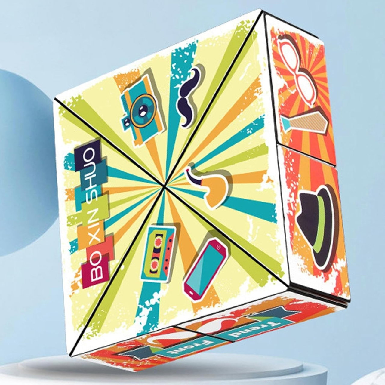 Jucarie Interactiva, Flippy, Magic Cube, Puzzle, Diferite Forme, Anti-stress, 8 x 8 x 3 cm, Multicolor [5]