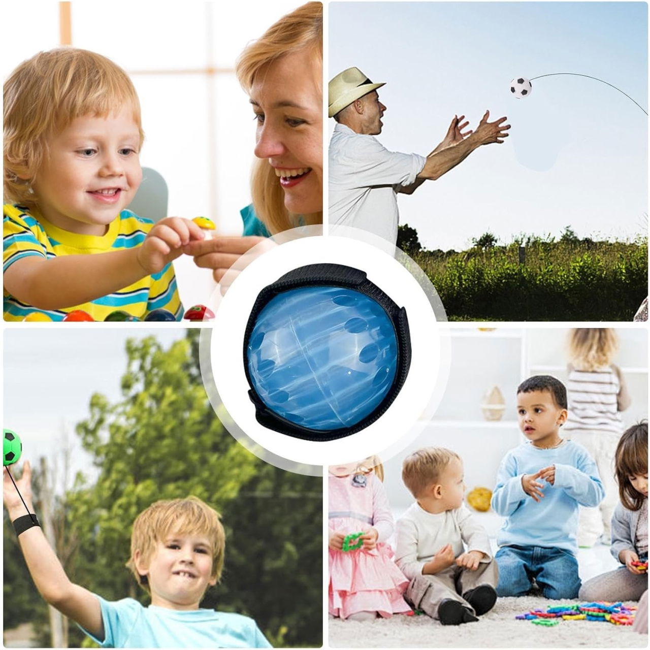 Jucarie Interactiva, Flippy, Minge Saltareata Crystal Ball, cu Banda Elastica, 6 cm, +7 Ani, din Plastic, Albastru [3]