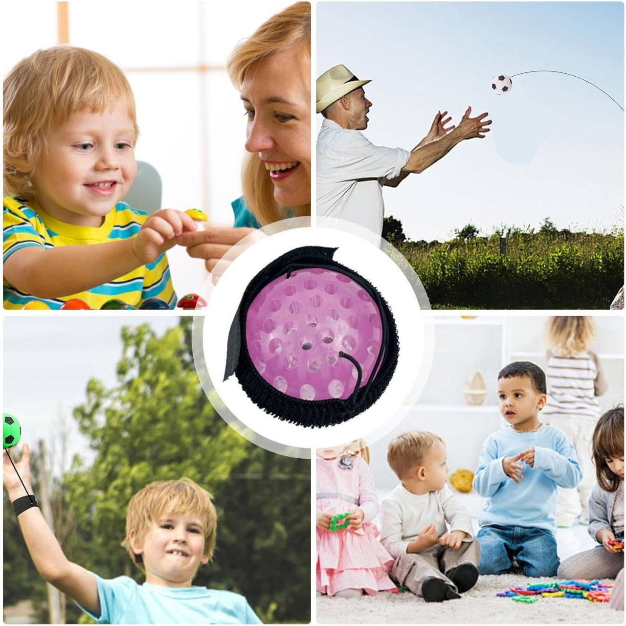 Jucarie Interactiva, Flippy, Minge Saltareata Crystal Ball, cu Banda Elastica, 6 cm, +7 Ani, din Plastic, Roz [7]