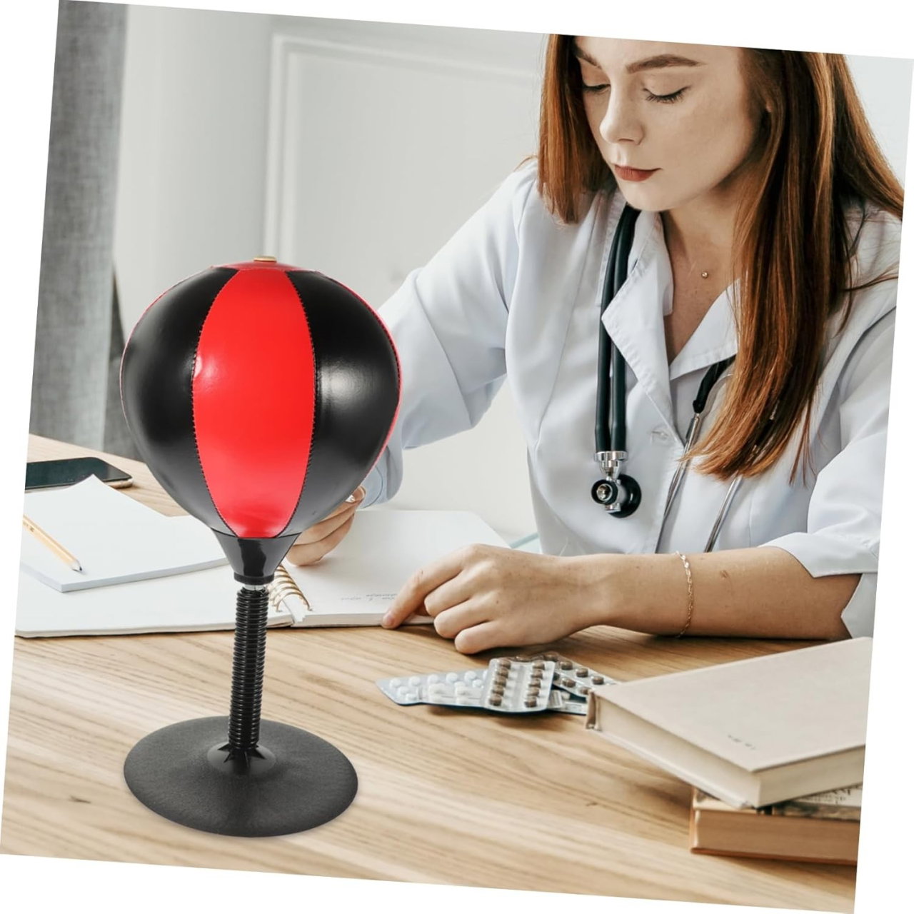 Jucarie Interactiva, Flippy, Model Sfera de Box cu Suport de Masa, Inaltime Reglabila, +3 Ani, 10.5 x 20 x 23.5 cm, Rosu/ Negru [3]