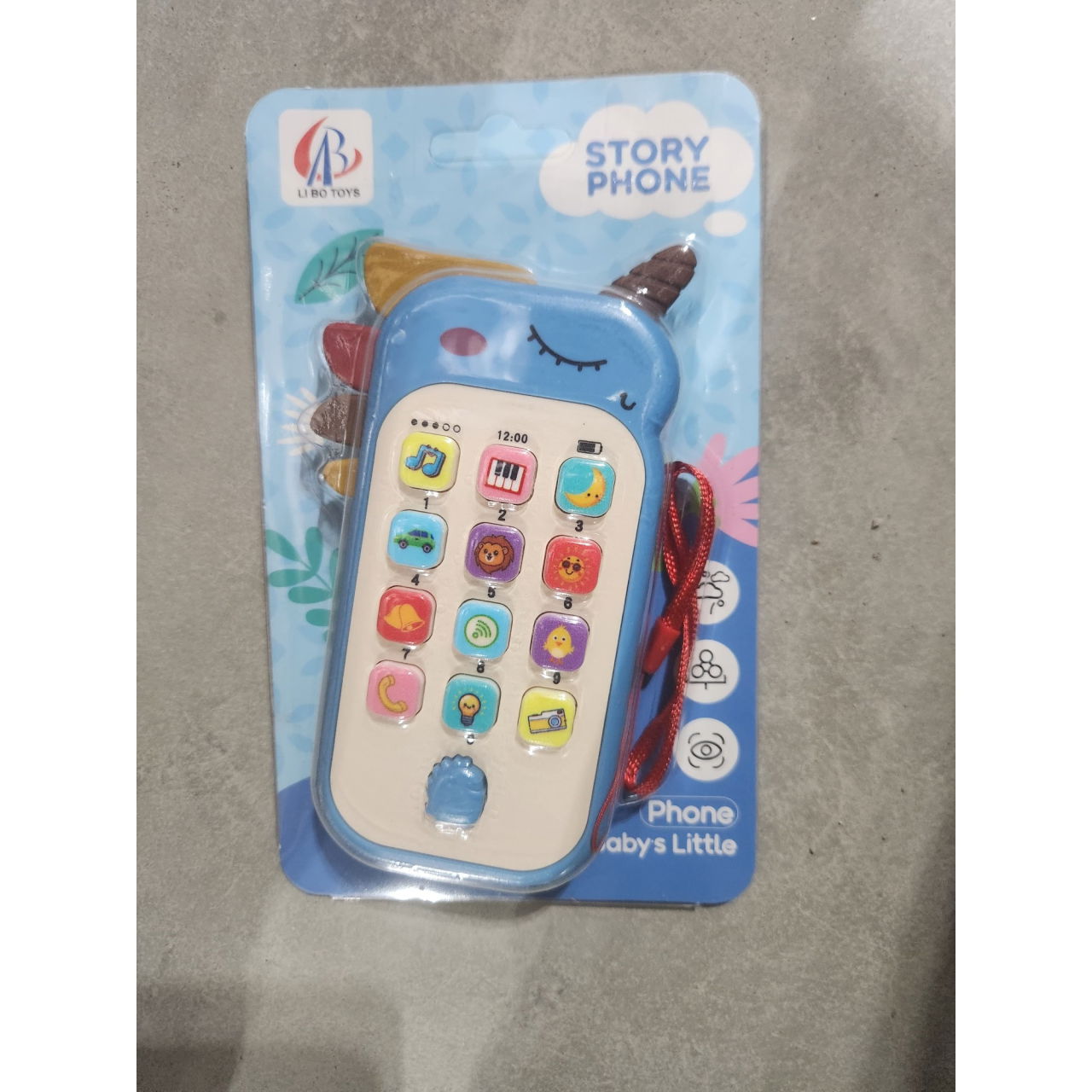 Jucarie Interactiva, Flippy, Telefon Inteligent, Model Unicorn, Functii Educative, Muzicale si Voce, 4-6 ani, 19 x 11.5 cm, din Plastic, Albastru [1]
