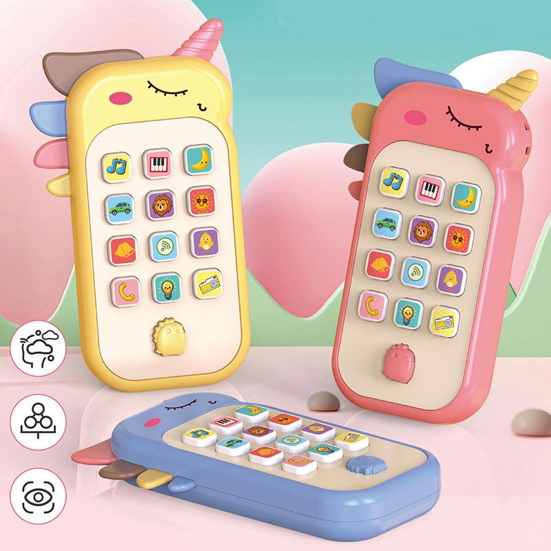 Jucarie Interactiva, Flippy, Telefon Inteligent, Model Unicorn, Functii Educative, Muzicale si Voce, 4-6 ani, 19 x 11.5 cm, din Plastic, Galben [2]