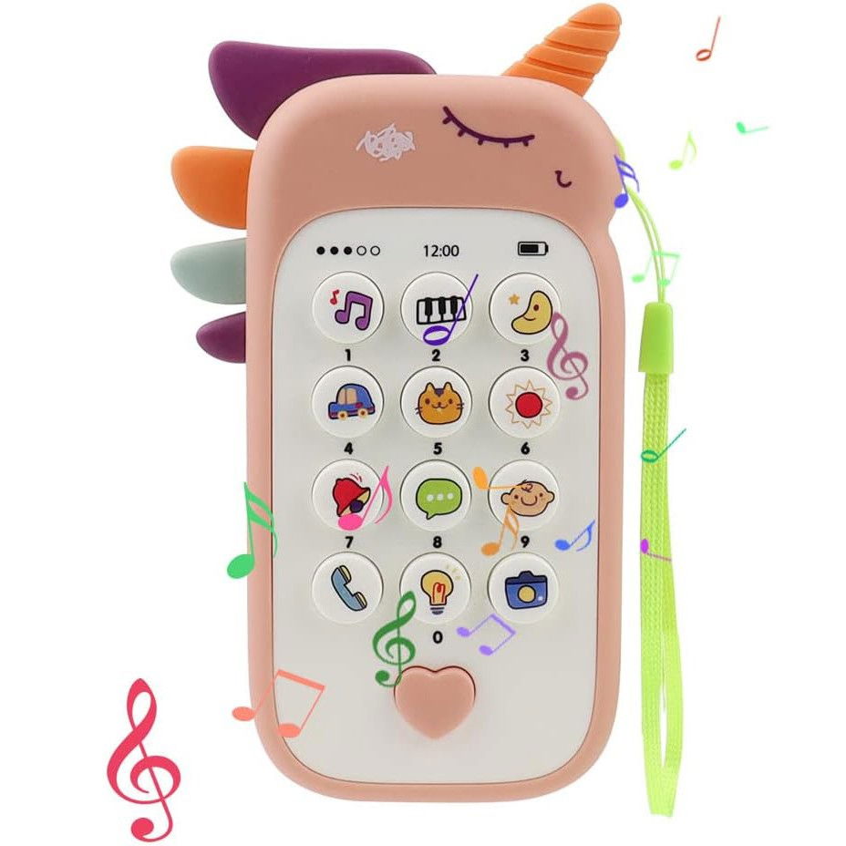 Jucarie Interactiva, Flippy, Telefon Inteligent, Model Unicorn, Functii Educative, Muzicale si Voce, 4-6 ani, 19 x 11.5 cm, din Plastic, Roz [2]