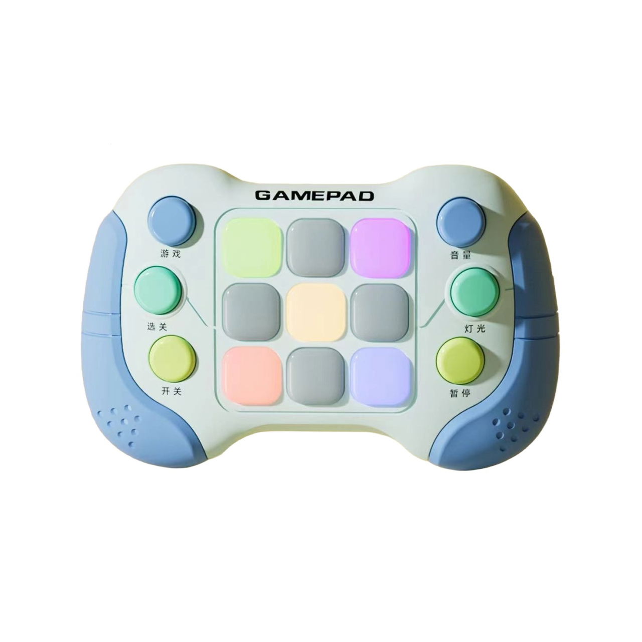 Jucarie Interactiva Flippy, Tip Consola Pop It, 6 butoane functionale, 5 Moduri de Joc, 600 Niveluri, + 3 ani, Albastru/Gri [1]