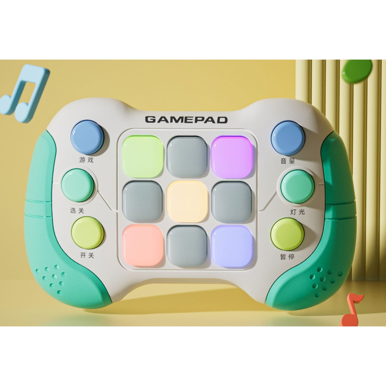 Jucarie Interactiva Flippy, Tip Consola Pop It, 6 butoane functionale, 5 Moduri de Joc, 600 Niveluri, + 3 ani, Verde/Gri [6]