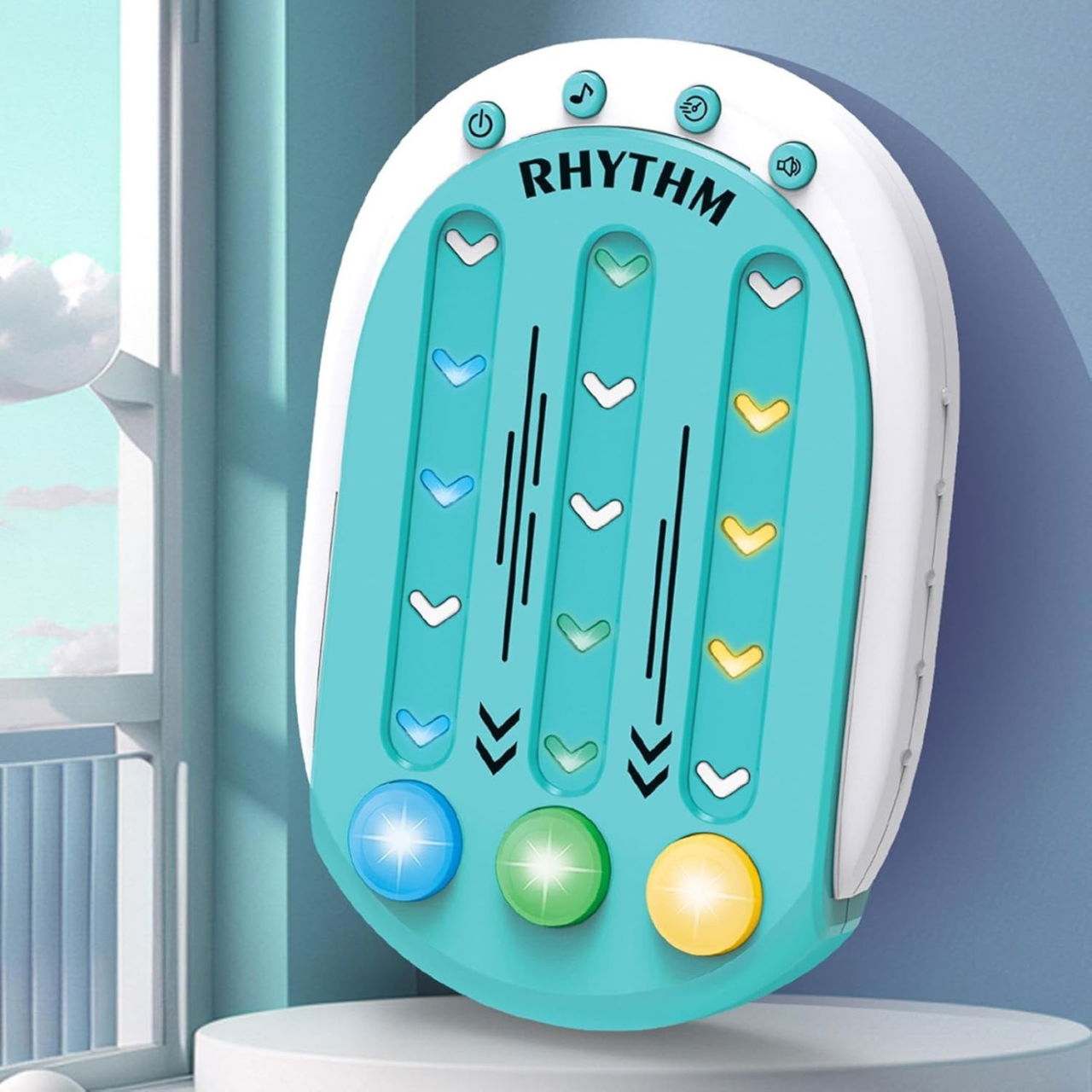 Jucarie Interactiva, Flippy, Tip Jocuri Ritmice, +3 Ani, din ABS, 8 Niveluri de Joc, 9.5 x 2.5 x 13.6 cm, Albastru [4]