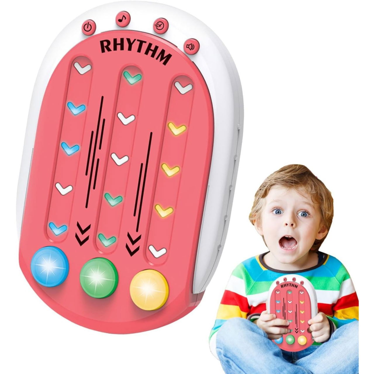 Jucarie Interactiva, Flippy, Tip Jocuri Ritmice, +3 Ani, din ABS, 8 Niveluri de Joc, 9.5 x 2.5 x 13.6 cm, Rosu [6]