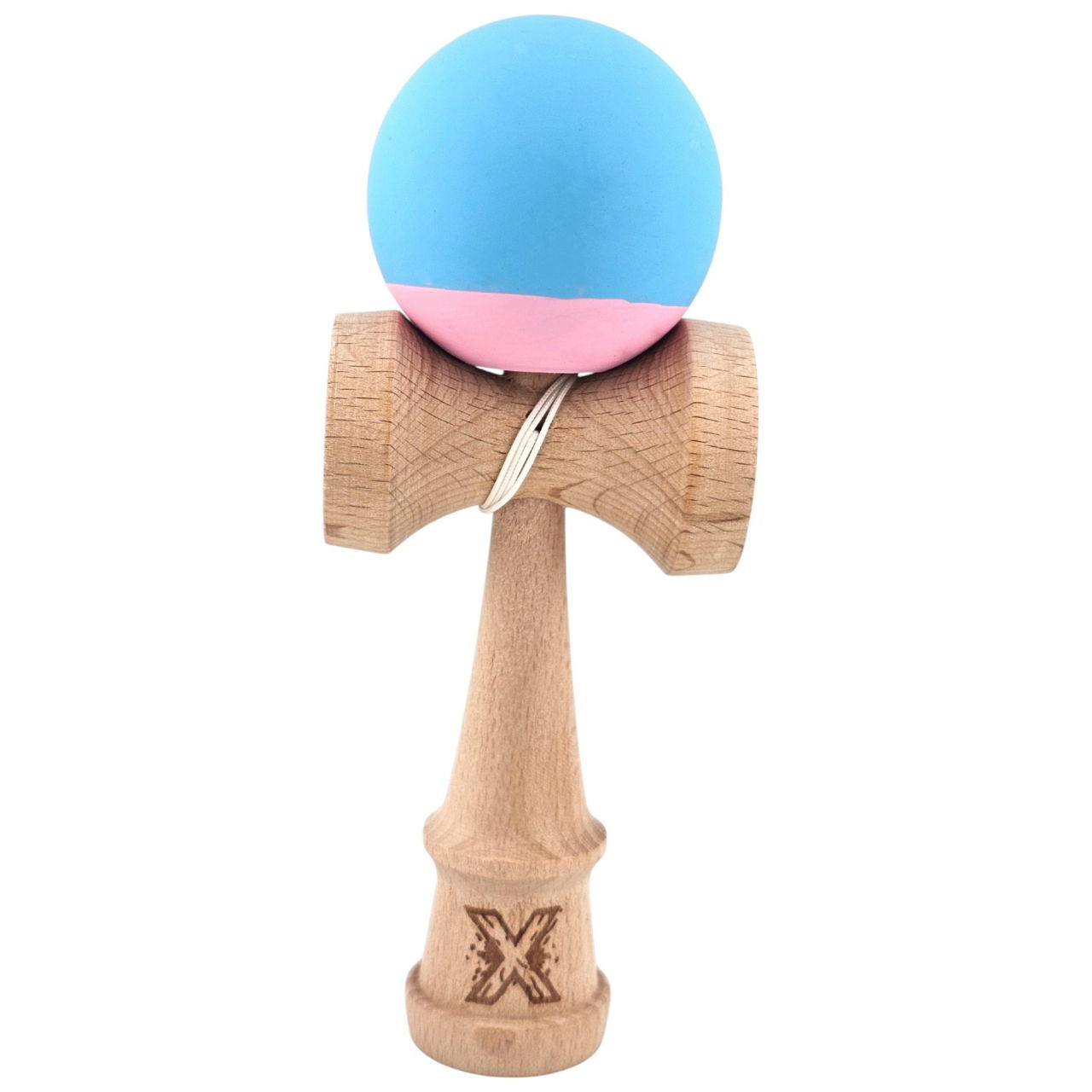 Jucarie Interactiva Kendama Profesionala, Flippy, din Lemn, 18 cm, Joc de Indemanare pentru Copii si Adulti, Bicolor Turcoaz Roz [1]