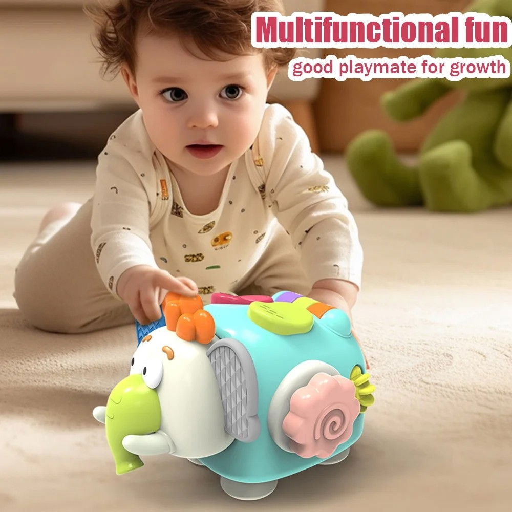 Jucarie interactiva Montessori, Flippy, Jucarie pentru Bebelusi, Model Elefant Dragut, din Plastic rezistent, Varsta 18+ luni, 21 x 16 x 14 cm, Verde deschis [6]