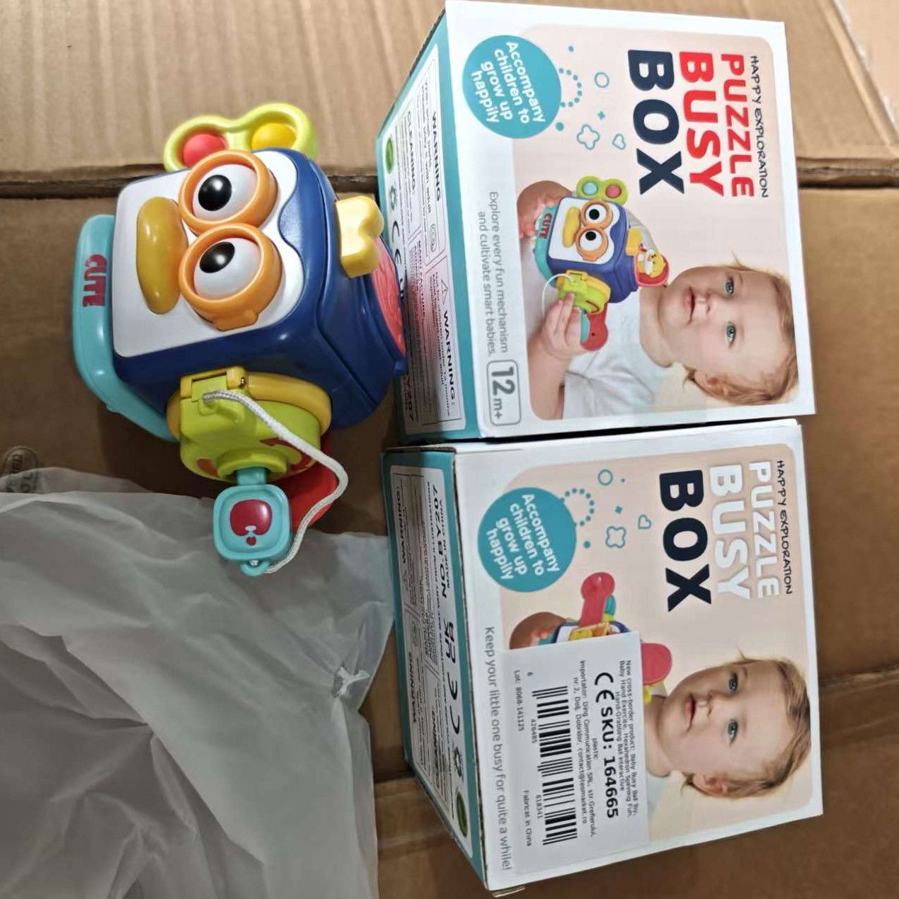 Jucarie interactiva Montessori, Flippy, Jucarie pentru Bebelusi, Model Pinguin Ocupat, din Plastic rezistent, Varsta 18+ luni, 13 x 11 x 11 cm, Albastru/Multicolor [9]