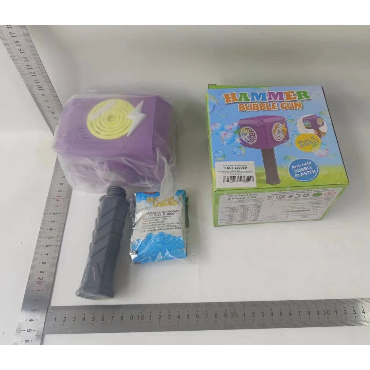 Jucarie Interactiva pentru Baloane de Sapun, Flippy, Sunete si Lumini, Model Ciocan, cu 8 Orificii, 13.5 x 10 x 12 cm, Mov [8]