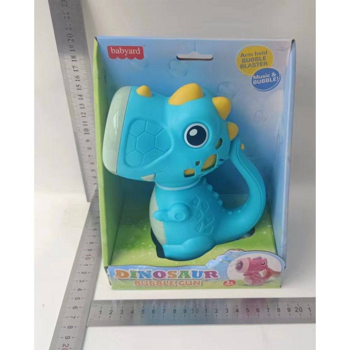 Jucarie Interactiva pentru Baloane de Sapun, Flippy, Sunete si Lumini, Model Dinozaur, cu 8 Orificii, 17.1 x 10.4 x 21.5 cm, Albastru [7]