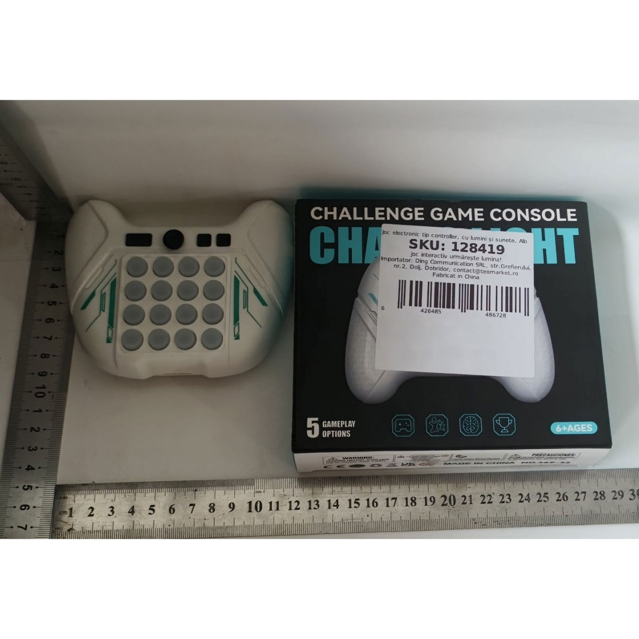 Jucarie Interactiva Pop It, Flippy, Tip Consola, Anti-Stres, 5 Moduri de Joc, din ABS si Silicon, +3 Ani, Sunete si Lumini Model Controller, Alb [2]