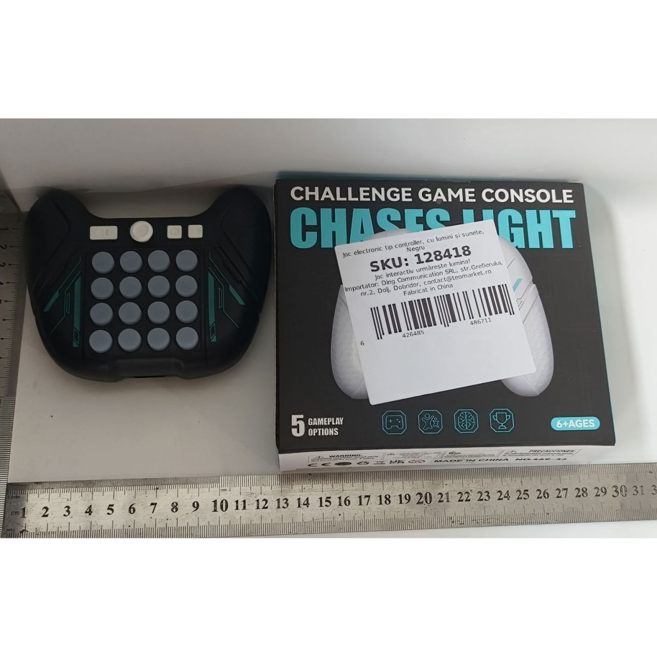 Jucarie Interactiva Pop It, Flippy, Tip Consola, Anti-Stres, 5 Moduri de Joc, din ABS si Silicon, +3 Ani, Sunete si Lumini Model Controller, Negru [2]