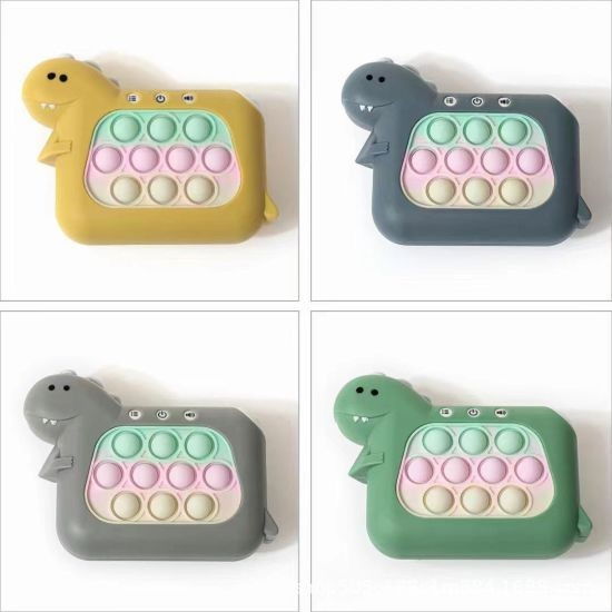 Jucarie Interactiva Pop It Whack A Mole, Flippy, Tip Consola, Anti-Stres, 4 Moduri de Joc, din ABS si Silicon, +3 Ani, Model Dinozaur, Verde Inchis [4]