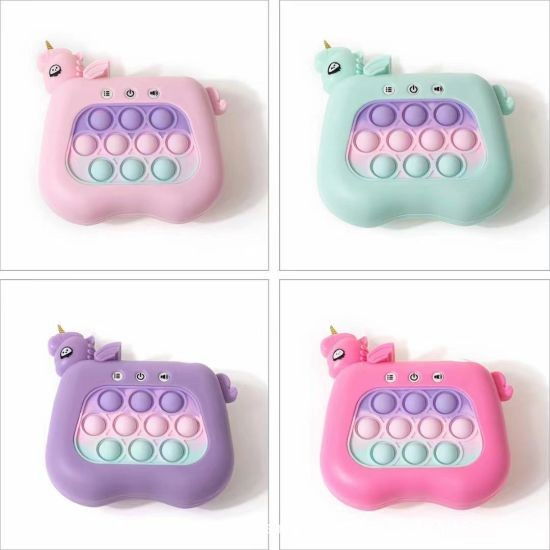 Jucarie Interactiva Pop It Whack A Mole, Flippy, Tip Consola, Anti-Stres, 4 Moduri de Joc, din ABS si Silicon, +3 Ani, Model Unicorn, Mov [5]