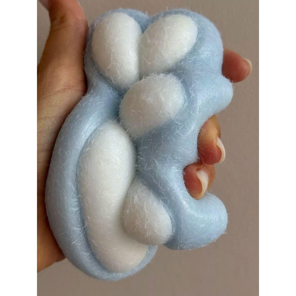 Jucarie Interactiva Squishy, Flippy, Model Cat Paw, Squeeze Pinch Family, Revenire Lenta, din TPR, +3 Ani, 7.5 cm, Textura Puf, Albastru [2]