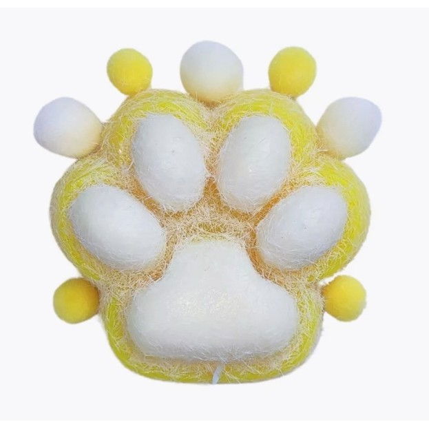 Jucarie Interactiva Squishy, Flippy, Model Cat Paw, Squeeze Pinch Family, Revenire Lenta, din TPR, +3 Ani, 7.5 cm, Textura Puf, Galben [1]