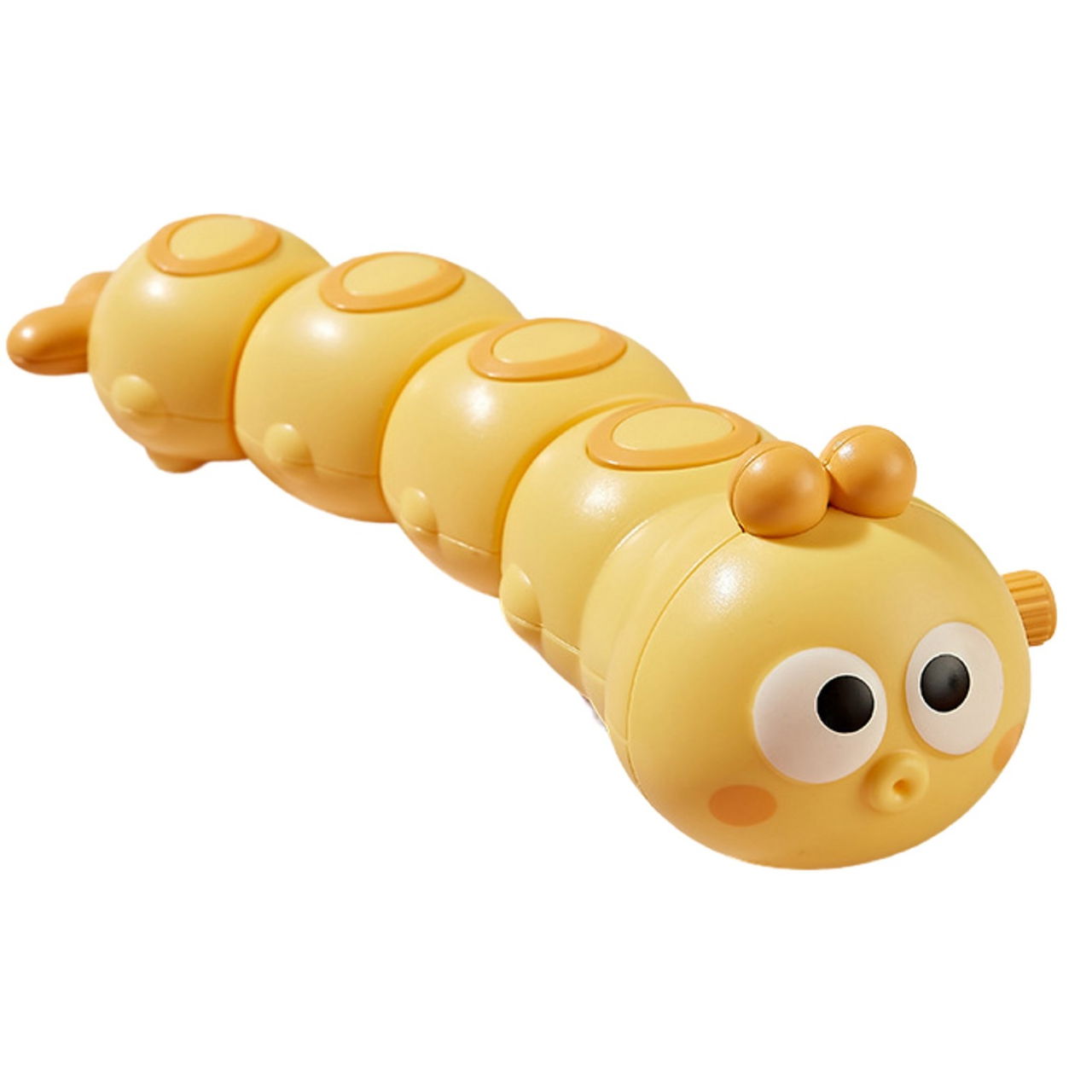 Jucarie mecanica pentru copii Flippy, omida haioasa, material ABS, cu cheita, distractiva, se taraste, se misca, 15 x 4 cm, galben [1]