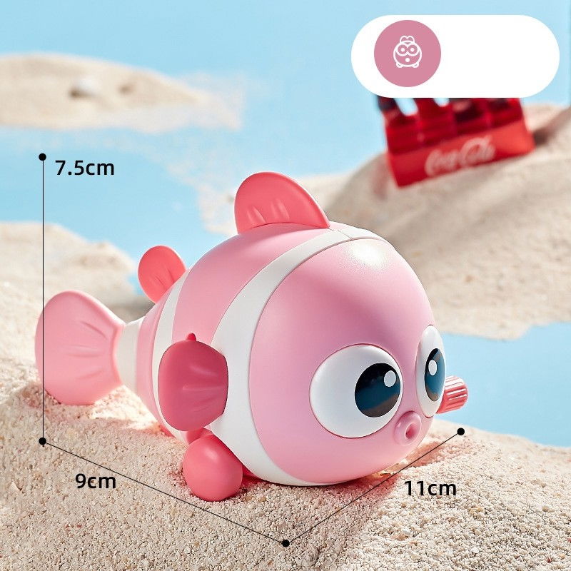 Jucarie mecanica pentru copii Flippy, pestisor haios, cu cheita, distractiv, se taraste, se misca, 11 x 9 x 7.5 cm cm, roz [4]