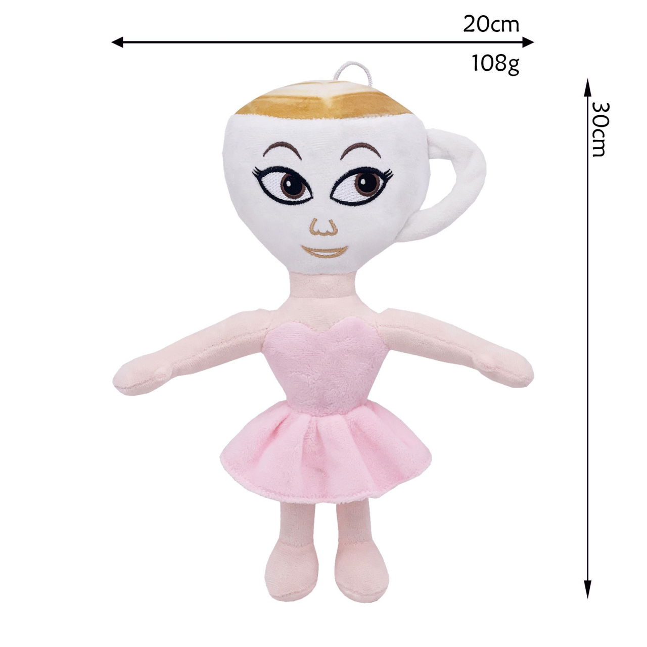Jucarie Moale de Plus Italian Brainrot, Flippy, cu Agatatoare, Model Ballerina Cappuccina, Jucarie Moale pentru Copii, 30 x 20 cm, Roz [2]