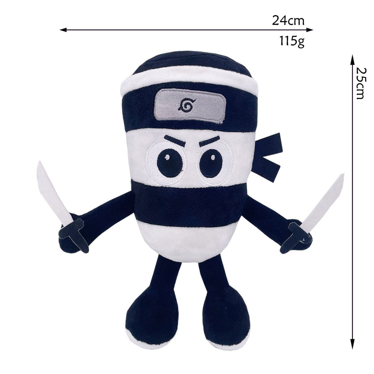 Jucarie Moale de Plus Italian Brainrot, Flippy, cu Agatatoare, Model Ninja Spadellini Silenzioso, Jucarie Moale pentru Copii, 25 x 24 cm, Albastru Alb [2]