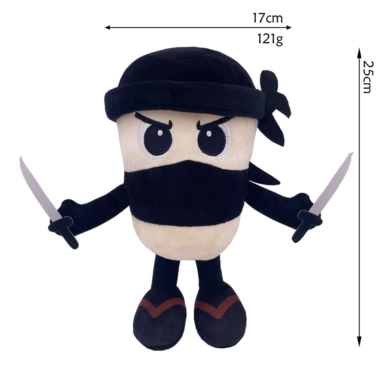 Jucarie Moale de Plus Italian Brainrot, Flippy, cu Agatatoare, Model Ninjolino Tagliaspada, Jucarie Moale pentru Copii, 35 x 17 cm, Albastru inchis [2]