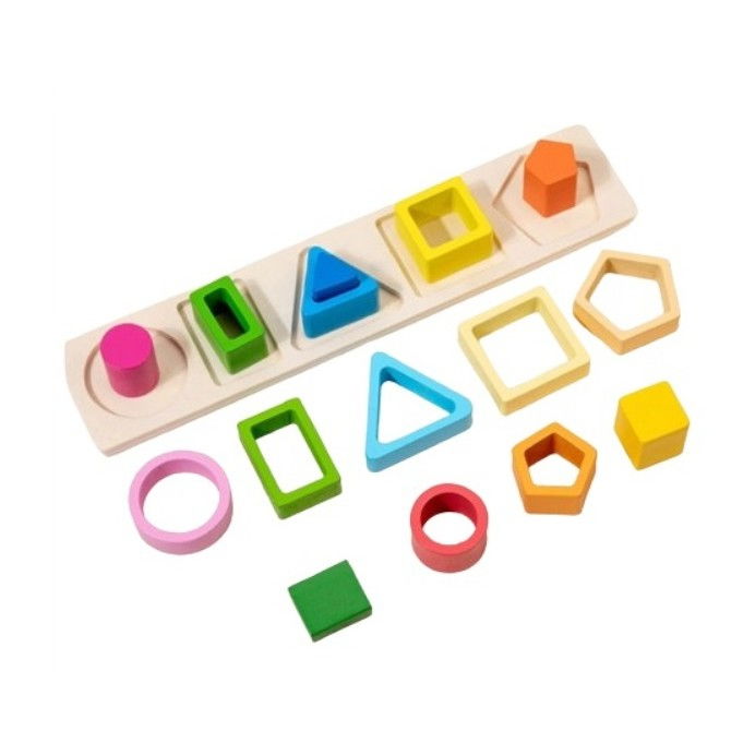 Jucarie Montessori de Sortat, Flippy, din Lemn, Tip Puzzle, cu 5 Forme Asimetrice, 15 Piese, Educativa, Interactiva, Creativa, Materiale Non Toxice, +2 Ani, Multicolor [1]