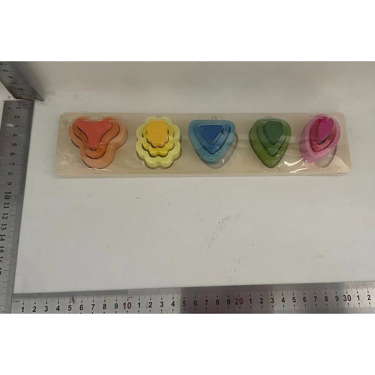 Jucarie Montessori din Lemn, Flippy, Tip Puzzle, cu 5 Forme Asimetrice, 15 Piese, Educativa, Interactiva, Creativa, Model Copaci, Materiale Non Toxice, +2 Ani, 29x6.5 cm, Multicolor [4]