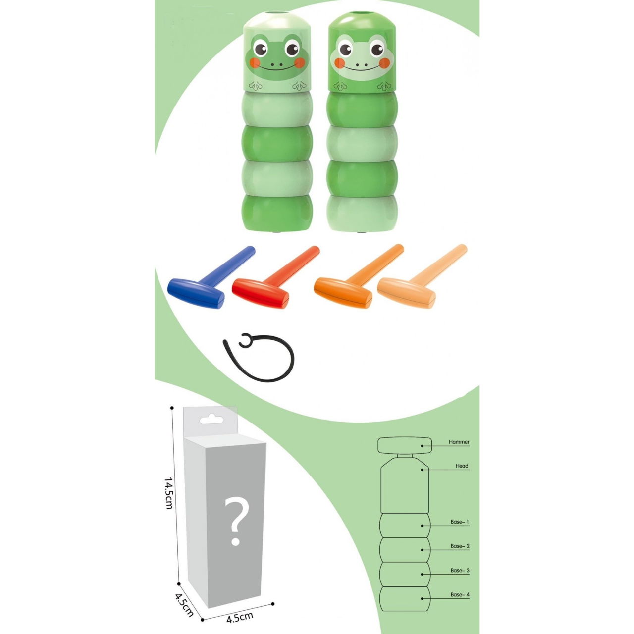 Jucarie Pentru Copii, Flippy, Broaca Indestructibila, 6 Piese Demontabile, +3 Ani, Verde [2]