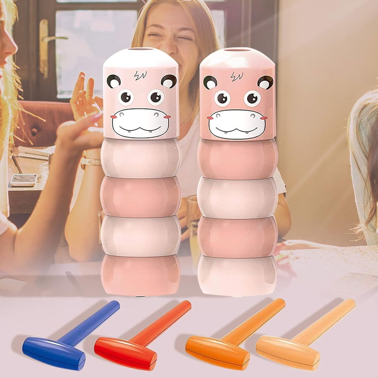 Jucarie Pentru Copii, Flippy, Hipopotam Indestructibil, 6 Piese Demontabile, +3 Ani, Roz [8]