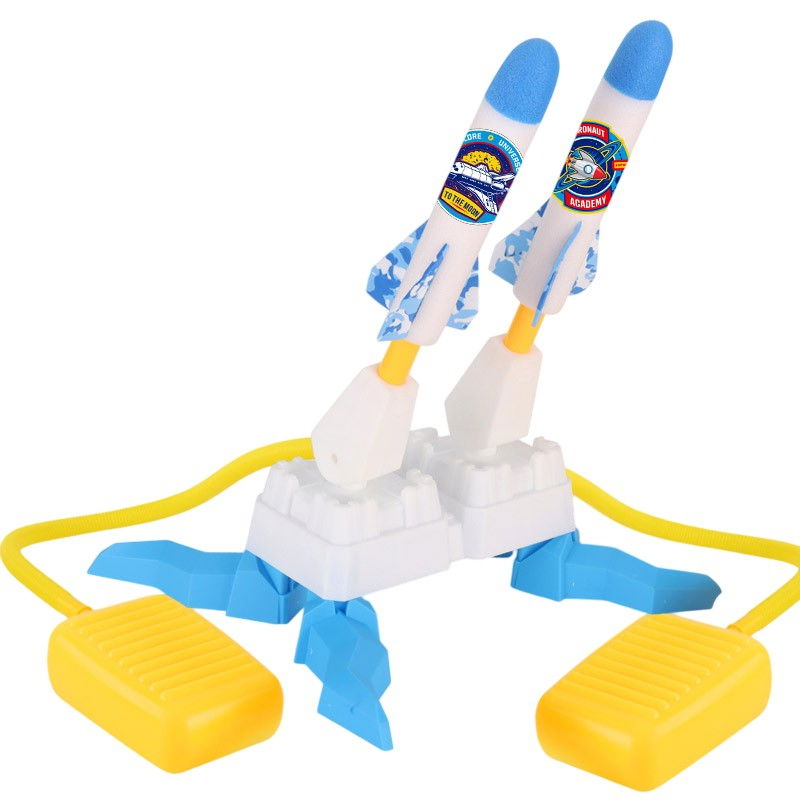 Jucarie pentru Copii, Flippy, Lansator de Rachete cu Piciorul, Doua Lansatoare, 6 Rachete Fara Lumini, 33x25x27 cm, Alb-Albastru [1]